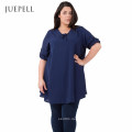 Marine Plus Size Casual Chiffon Bluse für dicke Frauen